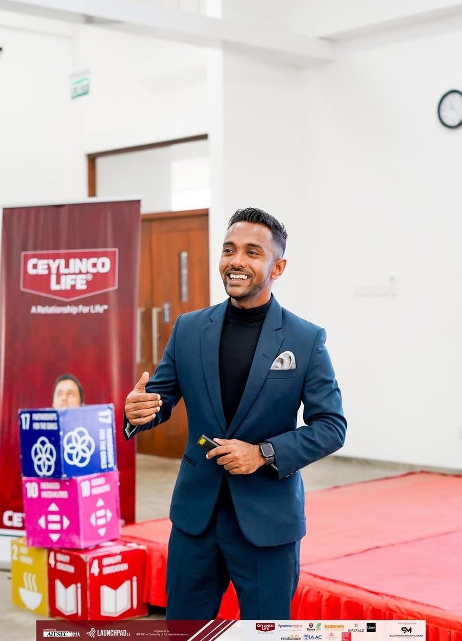 Speaking at a Ceylinco Life event